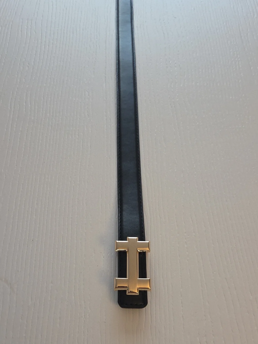 Black Belt With Gold H Buckle